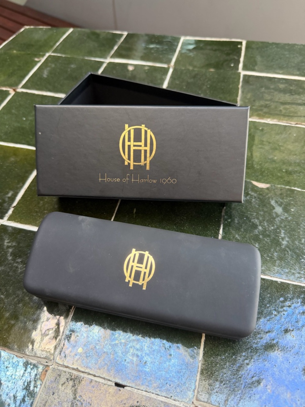 House of Harlow 1960 Black and Gold Eyewear Case